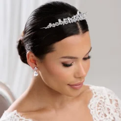Lace & Favour Prom Headbands & Tiaras | Crystal Hair Accessories*Bridgerton Dainty CZ Crystal Wedding Tiara Silver