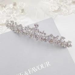 Lace & Favour Prom Headbands & Tiaras | Crystal Hair Accessories*Bridgerton Dainty CZ Crystal Wedding Tiara Silver