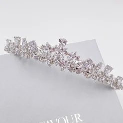 Lace & Favour Prom Headbands & Tiaras | Crystal Hair Accessories*Bridgerton Dainty CZ Crystal Wedding Tiara Silver