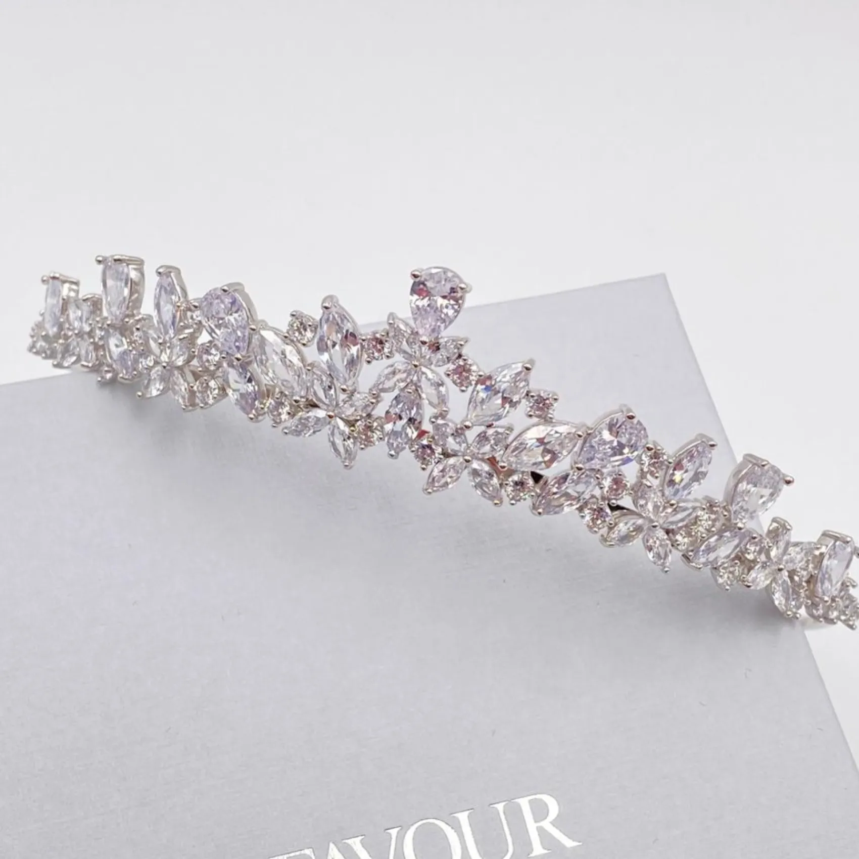Lace & Favour Prom Headbands & Tiaras | Crystal Hair Accessories*Bridgerton Dainty CZ Crystal Wedding Tiara Silver