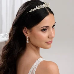 Lace & Favour Prom Headbands & Tiaras | Crystal Hair Accessories*Bridgerton Dainty CZ Crystal Wedding Tiara Gold
