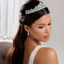 Lace & Favour Crystal Hair Accessories | Silver Hair Accessories*Britannia Sparkly Cubic Zirconia Crystal Bridal Tiara Silver