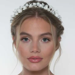 Poirier Gold Hair Accessories | Wedding Headpieces*Camellia Ivory Porcelain Flower Gold Headpiece Ivory/ Gold