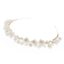 Poirier Gold Hair Accessories | Wedding Headpieces*Camellia Ivory Porcelain Flower Gold Headpiece Ivory/ Gold