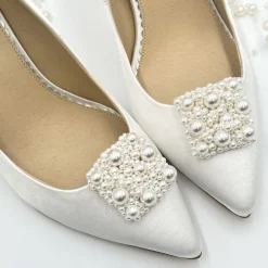 Rainbow Club Bride Gifts | Shoe Jewellery*Camille by | Square Pearl Embellished Shoe Clips