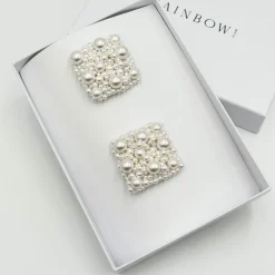 Rainbow Club Bride Gifts | Shoe Jewellery*Camille by | Square Pearl Embellished Shoe Clips