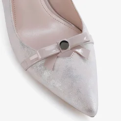 Capollini Wedding Guest Shoes | Mother Of The Bride Shoes*Allegra Nubuck Leather Slingback Heels with Bow Blush Pink