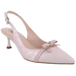 Capollini Wedding Guest Shoes | Mother Of The Bride Shoes*Allegra Nubuck Leather Slingback Heels with Bow Blush Pink