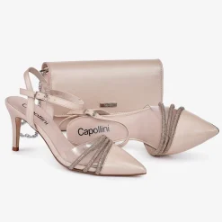 Capollini Wedding Guest Bags | Occasion Handbags*Pearlised Leather Clutch Bag Almond