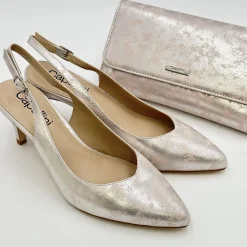 Capollini Wedding Guest Shoes | Mother Of The Bride Shoes*Catherine Nubuck Leather Mid Heel Slingbacks Blush Pink