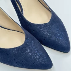 Capollini Wedding Guest Shoes | Mother Of The Bride Shoes*Catherine Nubuck Leather Mid Heel Slingbacks Navy