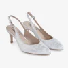 Capollini Wedding Guest Shoes | Mother Of The Bride Shoes*Catherine Nubuck Leather Mid Heel Slingbacks Silver