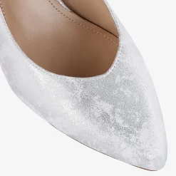Capollini Wedding Guest Shoes | Mother Of The Bride Shoes*Catherine Nubuck Leather Mid Heel Slingbacks Silver