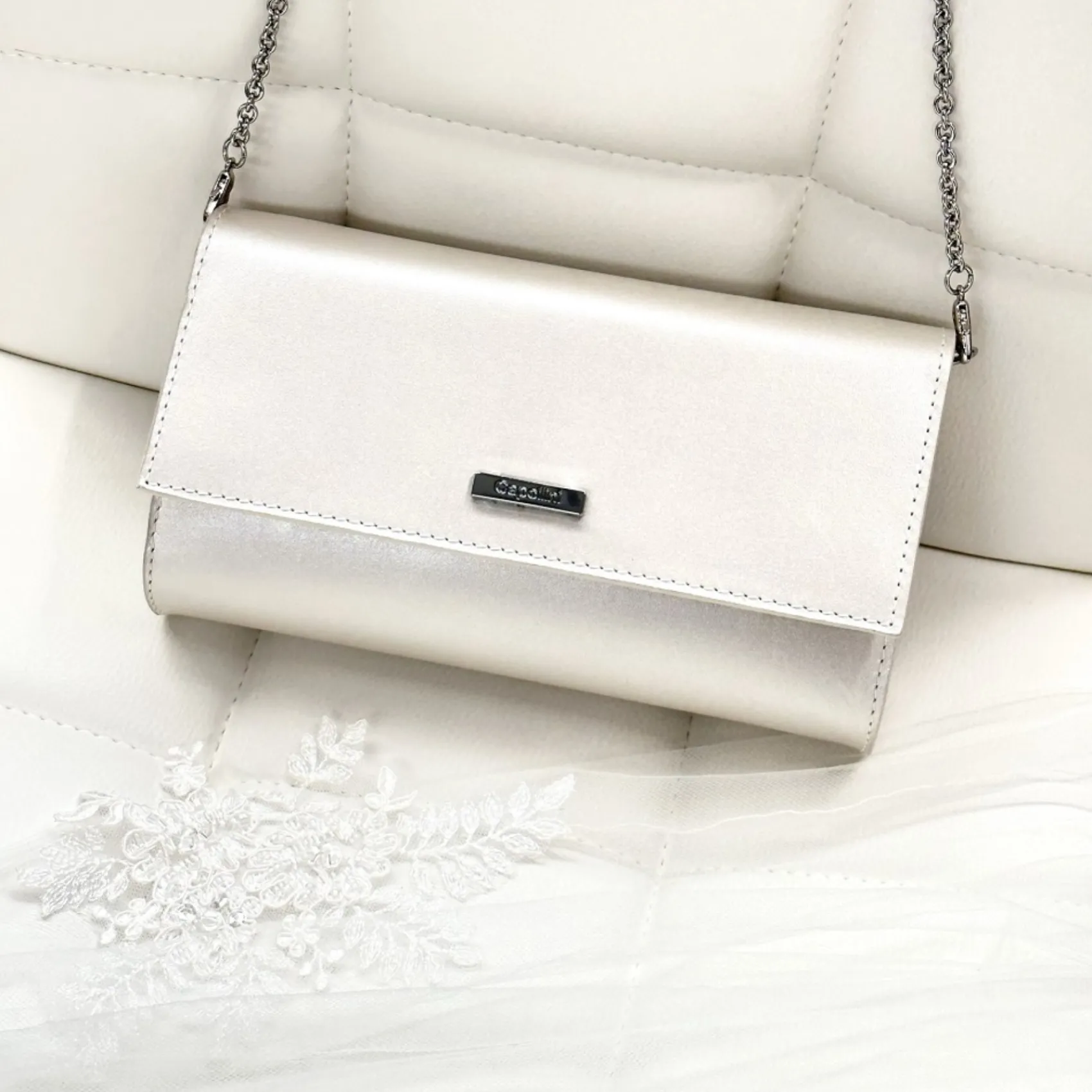 Capollini Wedding Guest Bags | Occasion Handbags*Leather Clutch Bag Champagne