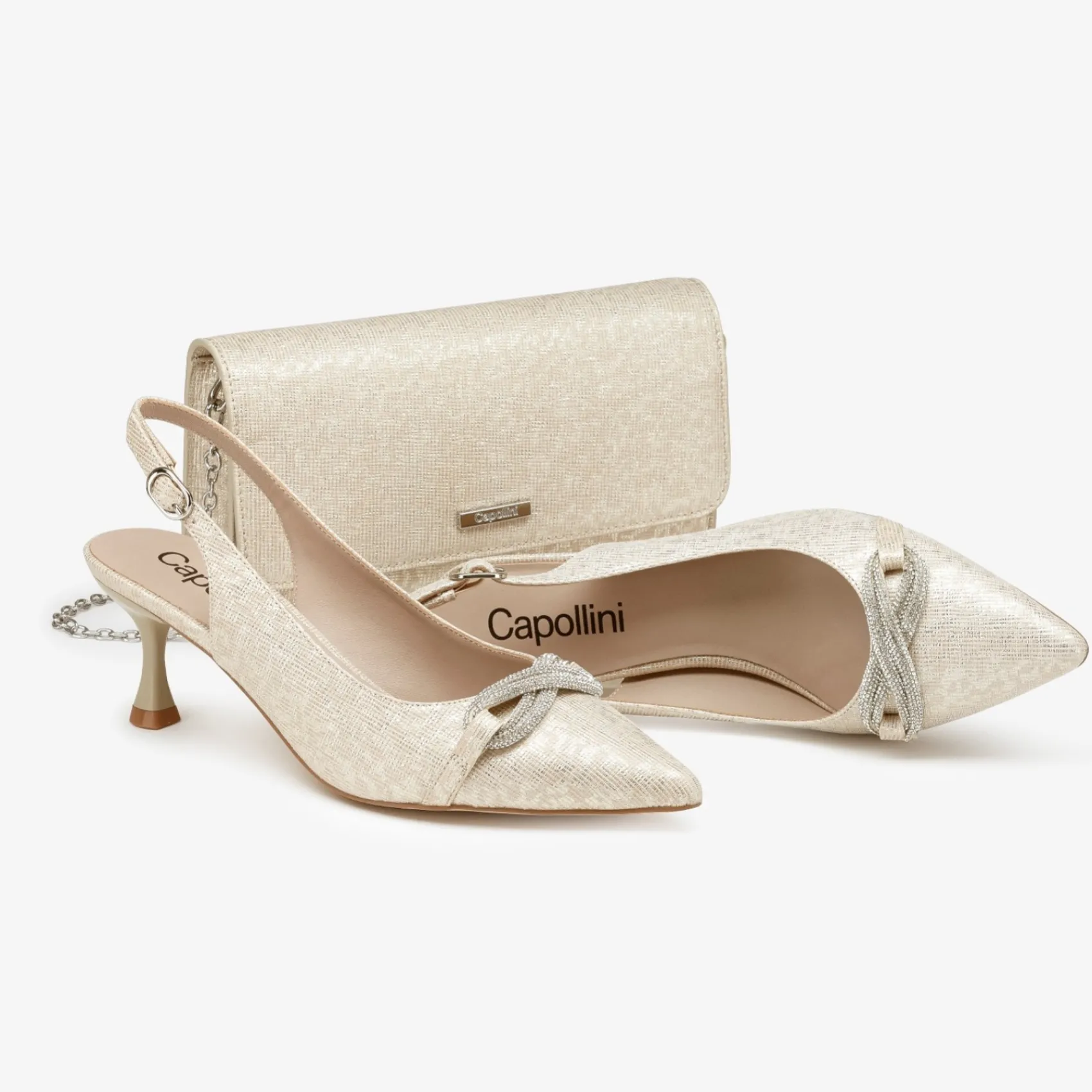 Capollini Wedding Guest Bags | Occasion Handbags*Nubuck Leather Clutch Bag Champagne