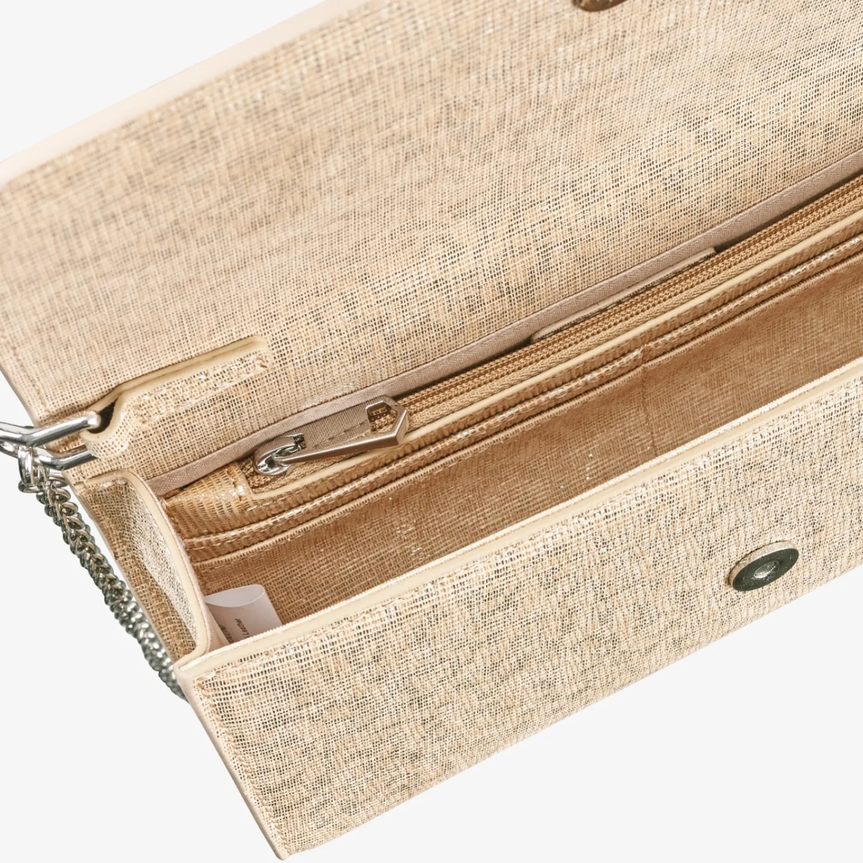 Capollini Wedding Guest Bags | Occasion Handbags*Nubuck Leather Clutch Bag Champagne