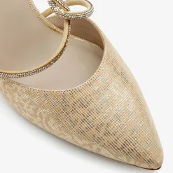 Capollini Sparkly Prom Shoes | Gold Prom Shoes*Charlotte Gold Leather Diamante Cross Strap Slingbacks Gold Dorado