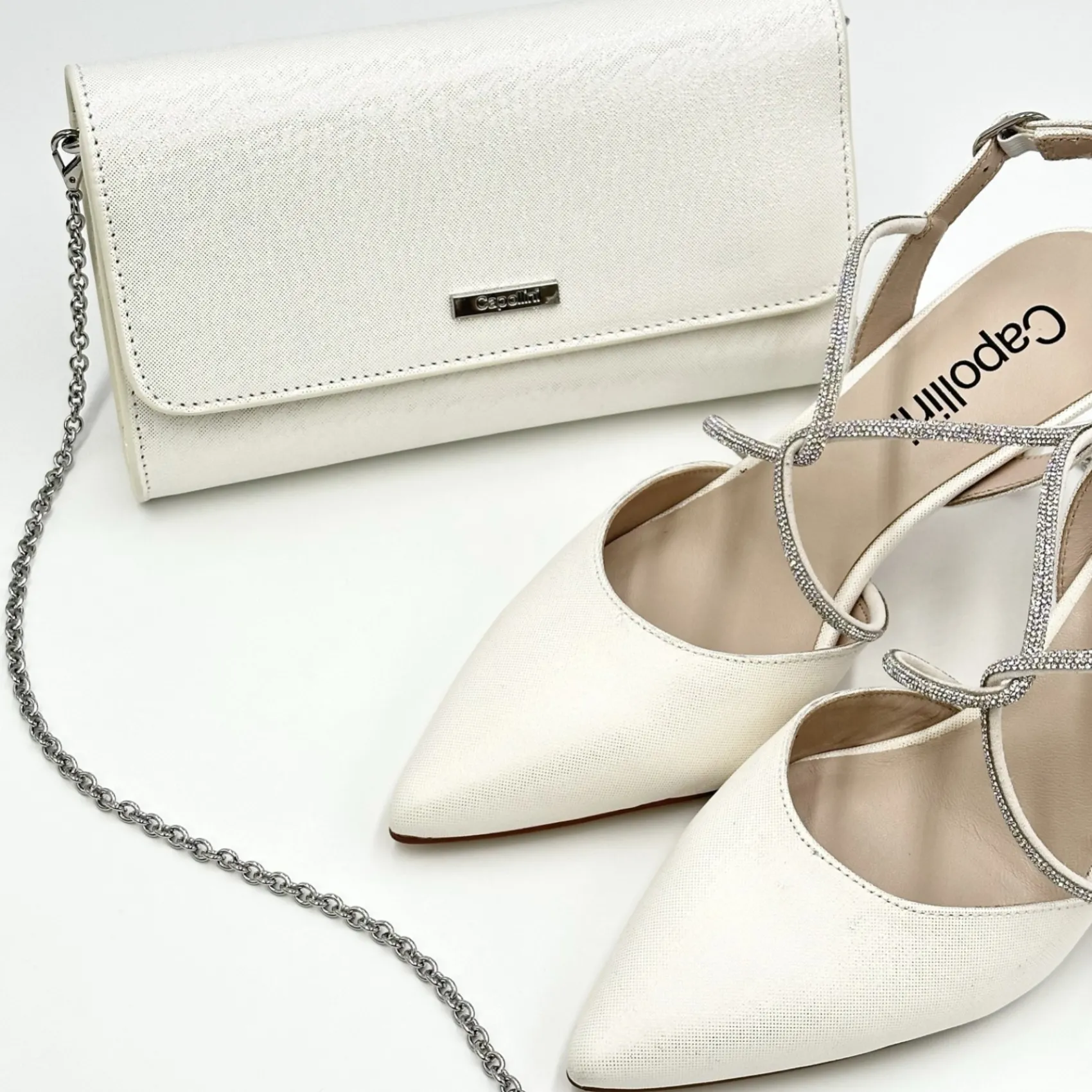 Capollini Wedding Guest Bags | Occasion Handbags*Nubuck Leather Clutch Bag Cream