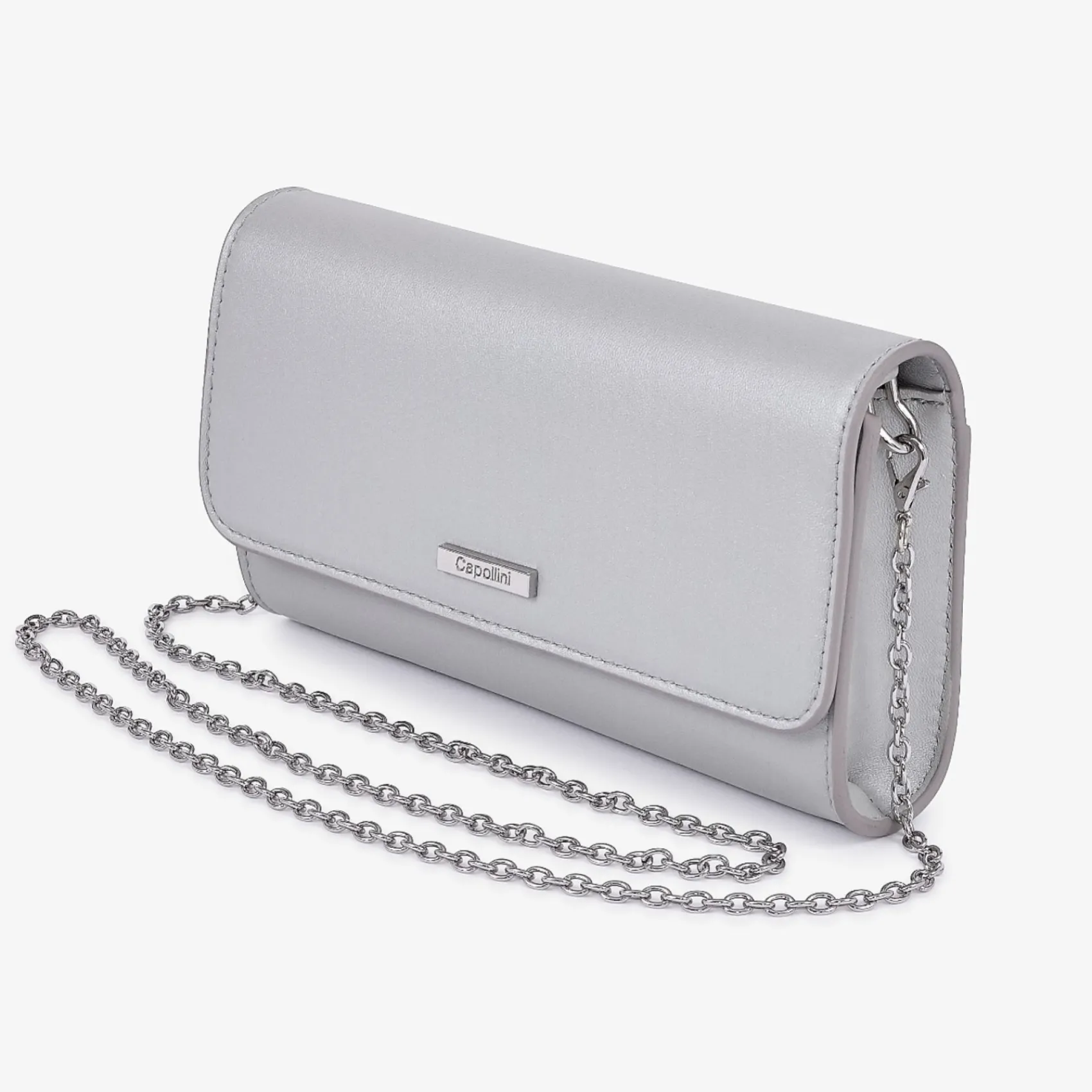 Capollini Wedding Guest Bags | Occasion Handbags*Pearlised Leather Clutch Bag Dove Grey
