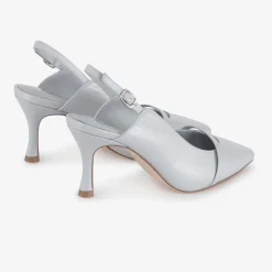 Capollini Wedding Guest Shoes | Mother Of The Bride Shoes*Emory Leather Mid Heel Slingbacks Cloud Grey
