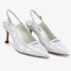 Capollini Wedding Guest Shoes | Mother Of The Bride Shoes*Emory Leather Mid Heel Slingbacks Pearlescent