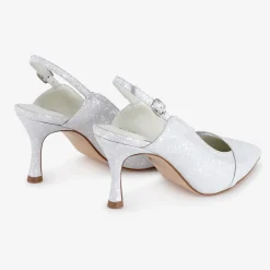 Capollini Wedding Guest Shoes | Mother Of The Bride Shoes*Emory Leather Mid Heel Slingbacks Pearlescent