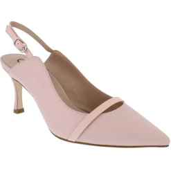 Capollini Wedding Guest Shoes | Mother Of The Bride Shoes*Emory Leather Mid Heel Slingbacks with Patent Strap Pink