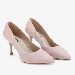 Capollini Wedding Guest Shoes | Mother Of The Bride Shoes*Faith Leather Panelled Pointed Court Shoes Pink