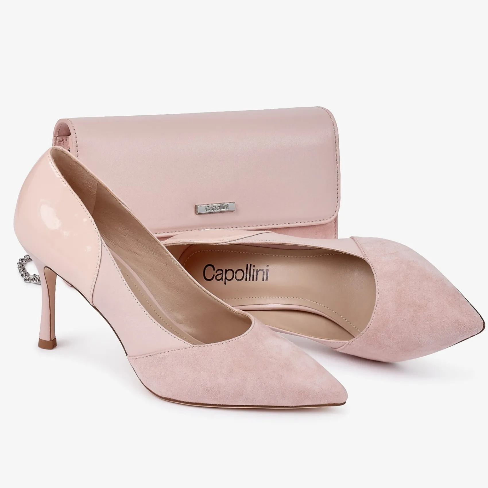 Capollini Wedding Guest Shoes | Mother Of The Bride Shoes*Faith Leather Panelled Pointed Court Shoes Pink