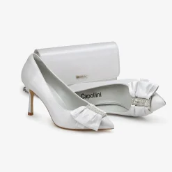 Capollini Wedding Guest Bags | Occasion Handbags*Glacier Nubuck Leather Clutch Bag White