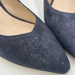 Capollini Wedding Guest Shoes | Mother Of The Bride Shoes*Izzy Nubuck Leather Mid Heel Court Shoes Navy