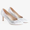 Capollini Wedding Guest Shoes | Mother Of The Bride Shoes*Izzy Nubuck Leather Mid Heel Court Shoes Silver