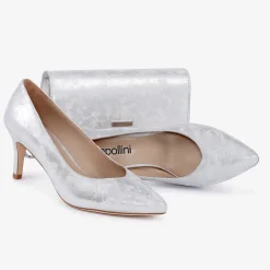 Capollini Wedding Guest Shoes | Mother Of The Bride Shoes*Izzy Nubuck Leather Mid Heel Court Shoes Silver