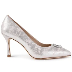 Capollini Party Shoes | Wedding Guest Shoes*Judi Nubuck Leather Court Shoes w Diamante Trim Blush Pink