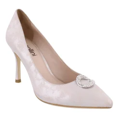 Capollini Party Shoes | Wedding Guest Shoes*Judi Nubuck Leather Court Shoes w Diamante Trim Blush Pink