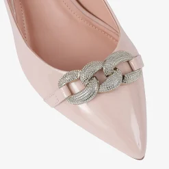 Capollini Wedding Guest Shoes | Mother Of The Bride Shoes*Mazy Nude Patent Leather Block Heel Slingbacks Pink