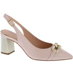 Capollini Wedding Guest Shoes | Mother Of The Bride Shoes*Mazy Nude Patent Leather Block Heel Slingbacks Pink