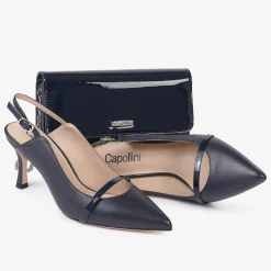 Capollini Wedding Guest Bags | Occasion Handbags*Patent Leather Clutch Bag Navy