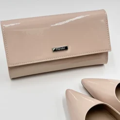 Capollini Wedding Guest Bags | Occasion Handbags*Patent Leather Clutch Bag Nude Pink