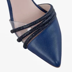 Capollini Wedding Guest Shoes | Mother Of The Bride Shoes*Ophelia Pearlised Leather Ankle Strap Slingbacks Navy