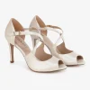 Capollini Wedding Guest Shoes | Mother Of The Bride Shoes*Orchid Leather Cross Strap Peep Toe Sandals Champagne