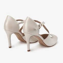 Capollini Wedding Guest Shoes | Mother Of The Bride Shoes*Orchid Leather Cross Strap Peep Toe Sandals Champagne