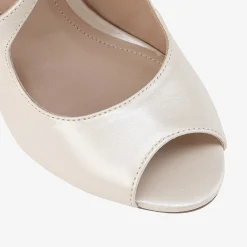 Capollini Wedding Guest Shoes | Mother Of The Bride Shoes*Orchid Leather Cross Strap Peep Toe Sandals Champagne