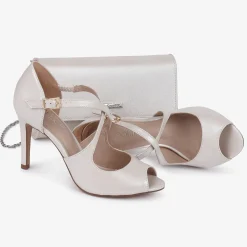 Capollini Wedding Guest Shoes | Mother Of The Bride Shoes*Orchid Leather Cross Strap Peep Toe Sandals Champagne