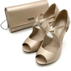 Capollini Wedding Guest Shoes | Mother Of The Bride Shoes*Orchid Leather Cross Strap Peep Toe Sandals Nude