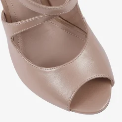 Capollini Wedding Guest Shoes | Mother Of The Bride Shoes*Orchid Leather Cross Strap Peep Toe Sandals Nude