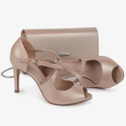 Capollini Wedding Guest Shoes | Mother Of The Bride Shoes*Orchid Leather Cross Strap Peep Toe Sandals Nude