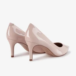 Capollini Party Shoes | Wedding Guest Shoes*Petal Patent Leather Pointed Court Shoes Nude Pink