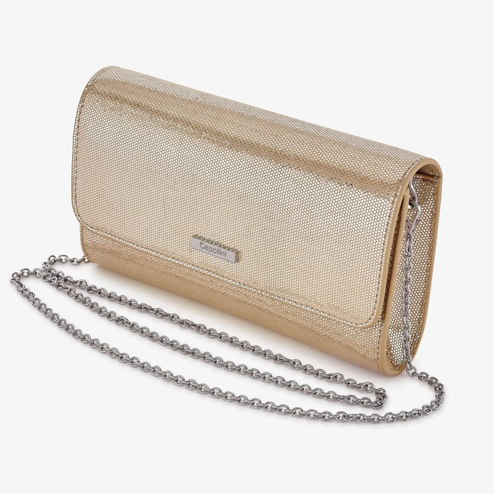 Capollini Wedding Guest Bags | Occasion Handbags*Nubuck Leather Clutch Bag Prosecco Gold