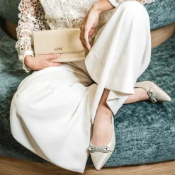 Capollini Party Shoes | Wedding Guest Shoes*Sabrina Nubuck Leather Slingback Kitten Heels Champagne